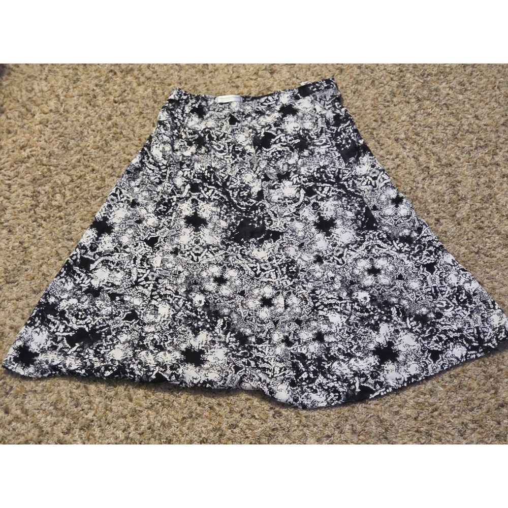 Christopher & Banks A-Line Skirt Women's Size 10P‎ Black White Side Zip